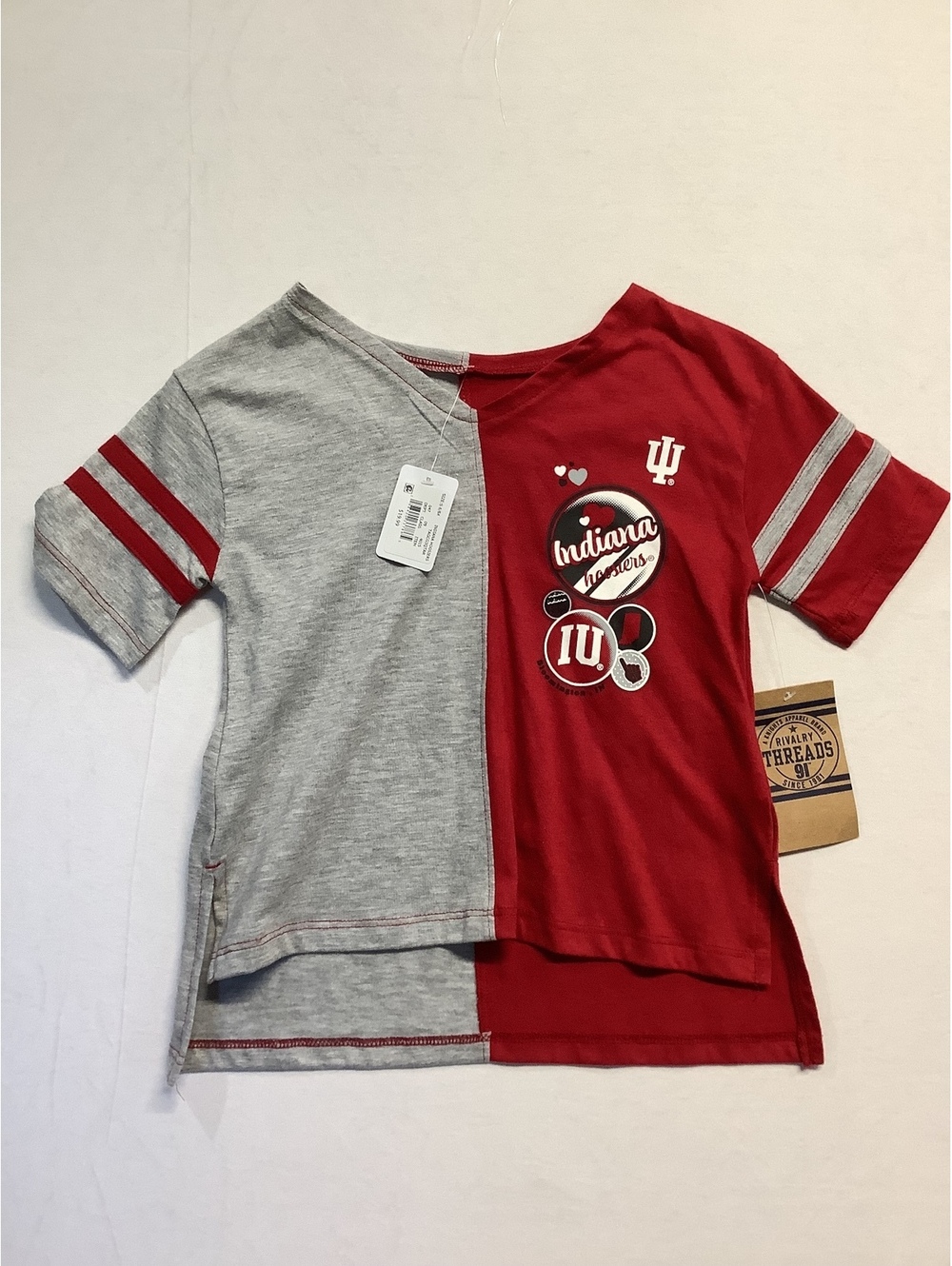 NEW Indiana Hoosiers Kids' Split Color Short Sleeve T-Shirt Size S